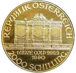 1 Unze Gold Wiener Philharmoniker Rückseite